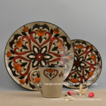 Vajilla de porcelana de color esmaltado con diseño de flores (conjunto)